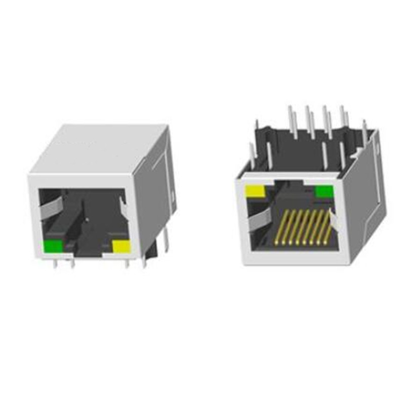 RJ45 2X1 带灯带屏蔽无弹片香菇脚