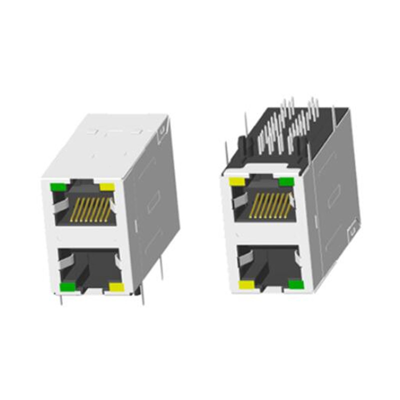 RJ45 2X1 带灯带屏蔽无弹片香菇脚