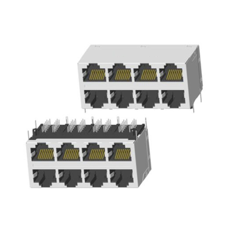 RJ45 2X2 无灯带屏蔽带弹片十字脚